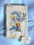 Vintage Lace Baby Burp Cloth – Teddy Bear Hot Air Balloon