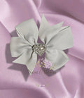 Silver Heart Rhinestone Boutique Clip Bow